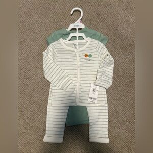 NWT! Carter's 3 pc Green and White Striped Set